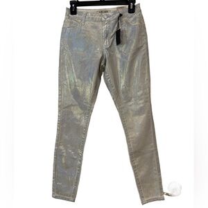 Gold Shiny Metallic Jeans. NWT Small